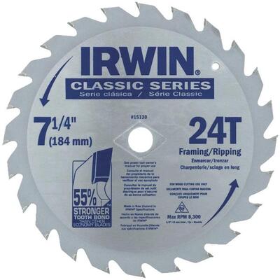  Irwin  Circular Saw Blade 24 Teeth 7-1/4 Inch 1 Each 15130