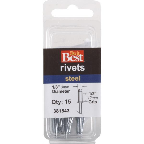  Channellock  Grip Rivet 15 Pack  1/8x 1/2 Inch  Steel 1 Each 381543
