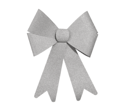 GLITTER BOW 19CM SILVER