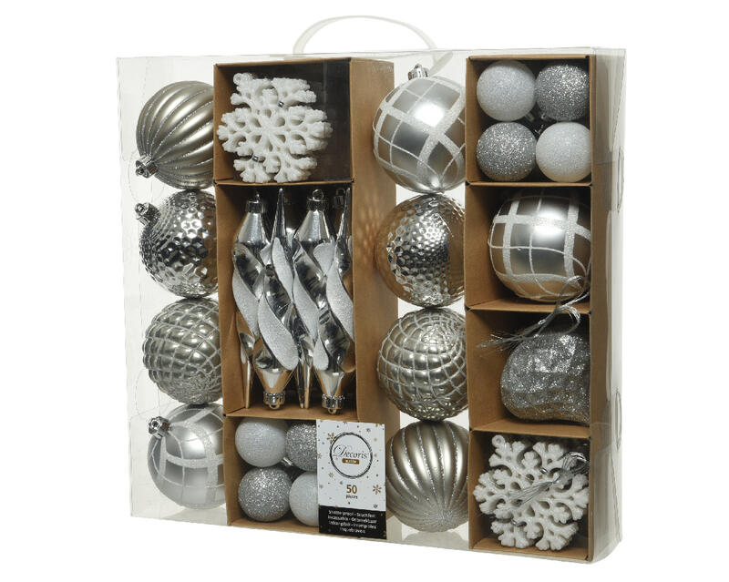 Xmas Ball Assorted Silver 1 Set 029588