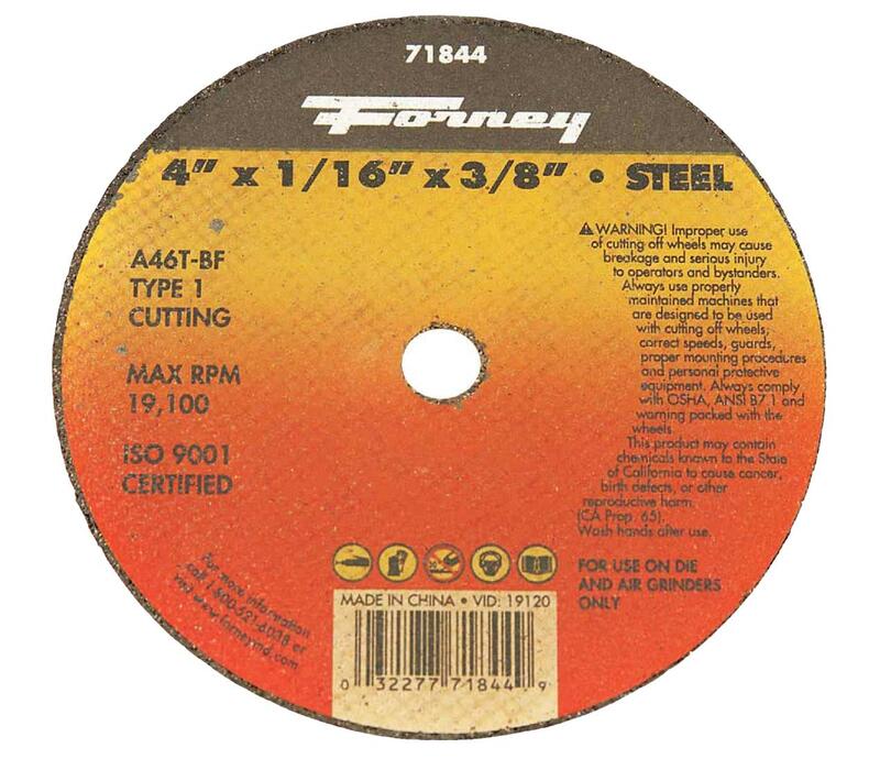  Forney Cut Off Wheel  4x1/16x3/8 Inch  1 Each 71844