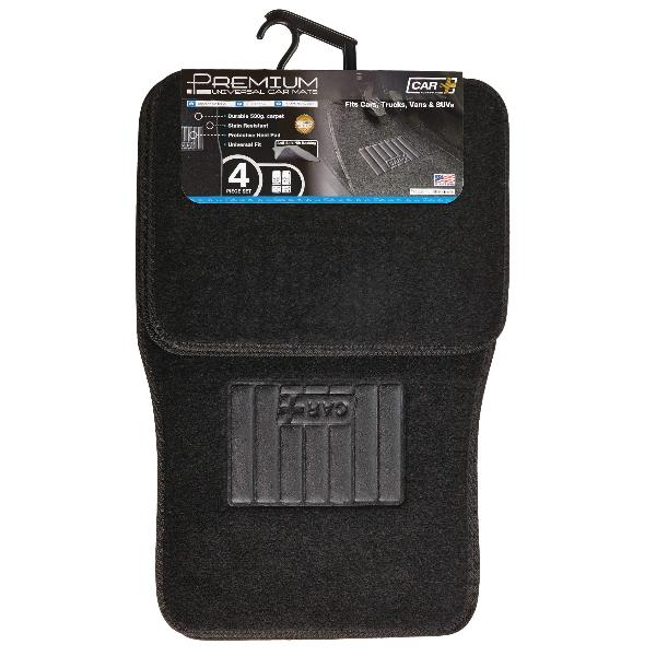 PLUSH CAR MAT BLACK 4PCS