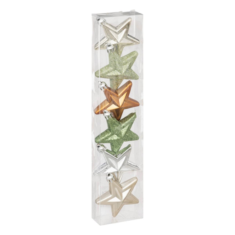 XMAS STAR 6PCS 6.5CM ASSORTED