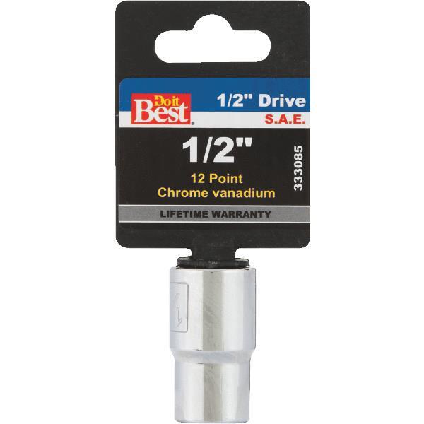 Channellock Shallow Met Socket 12P 1/2 In Drive 1/2 In 1 Each 333085