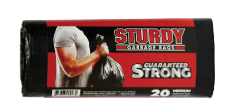  Sturdy Garbage Bag Medium Black 1 Each 30100635