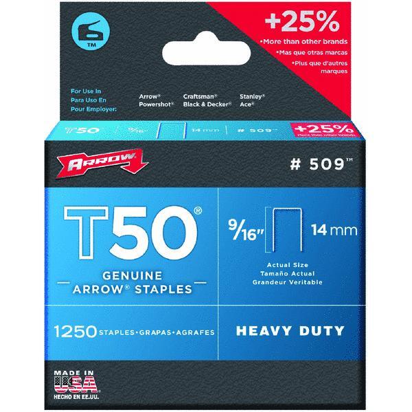  Arrow Heavy Duty Staple T50 9/16 Inch  1250 Pack 50924