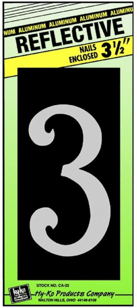  Hy-Ko Reflective Number 3 3-1/2 Inch  Aluminum  1 Each CA-25/3