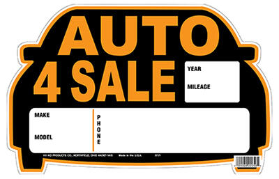  Hy-Ko Auto For Sale Sign 9x14 Inch 1 Each 22121