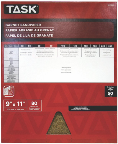  Garnet Paper 80 Grit  9x11 Inch  1 Each GA11080 GR80C