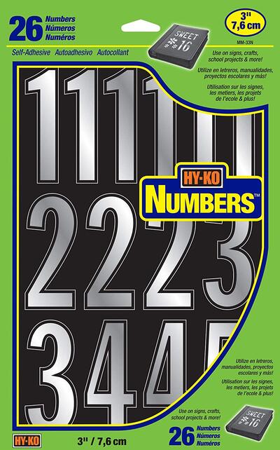  Hy-Ko Prism Number Set 3 Inch  Silver 1 Each MM-33N