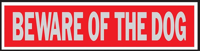  Hy-Ko Self-Adhesive Beware Of Dog Sign 2x8 Inch  Red 1 Each 441