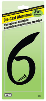  Hy-Ko Number 6 3-1/2 Inch Black Aluminum  1 Each DC-3/6