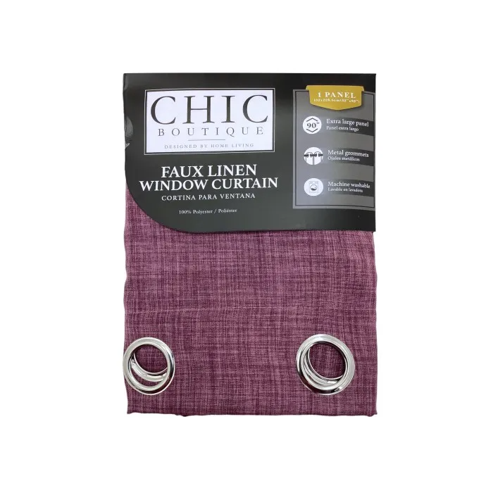 FAUX LINEN SHEER WIN CURTAIN