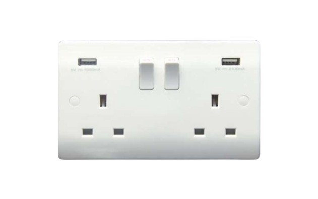 Jendee USB Socket 2 Gang 13A 1 Each VN270