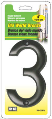  Hy-Ko House Number 3 4 Inch  Old World Bronze 1 Each BR-420WB/3