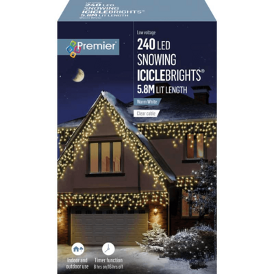 Premier Christmas Snowing Icicles Led 240 Warm White 1 Each LV162182WW