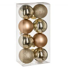 XMAS BALLS 8PCS 70MM GOLD/CHAM