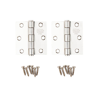 National Square Corner Door Hinge 2.5 In SS 1 Pair N276-972