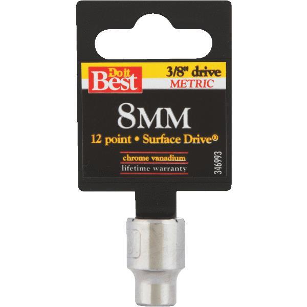  Channellock  Shallow Metric Socket 3/8 Inch Drive 8mm 1 Each 346993