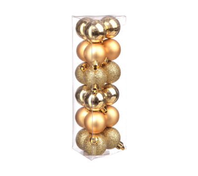 XMAS BALLS 18PCS 30MM GOLD/CHA