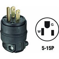  Leviton Cord Connector Rough Use 3 Wire 2 Pole 125V 15A Black 1 Each 000-515PR