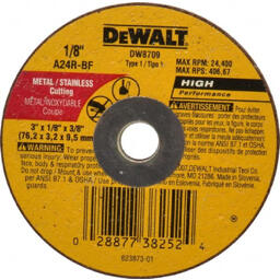 DeWalt Cut Off Wheel Small Diameter 3x0.35x3/8 Inch  1 Each DW8709