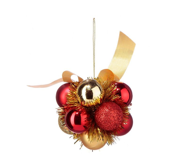 XMAS FLOWER BALL 10CM RED