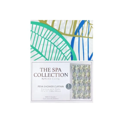 SHOWER CURTAIN W/HOOKS PRINTED