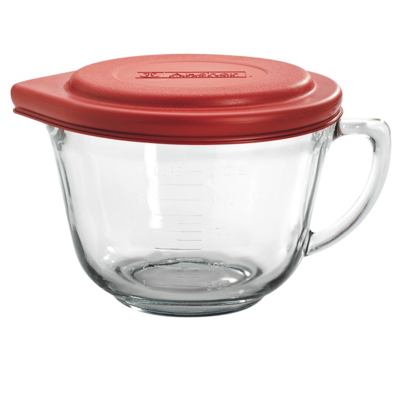 BATTER BOWL W/RED LID 2QT