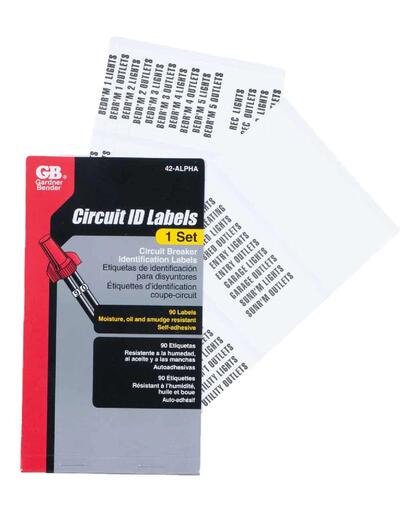 Gb Electrical Circuit Breaker Wire Label Set 1 Each 42-ALPHA