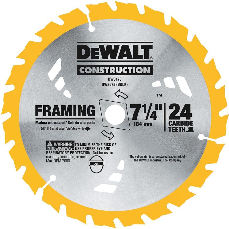 Dewalt Circular Saw Blade Carbide 24t 7-1/4 Inch 1 Each DW3578B10