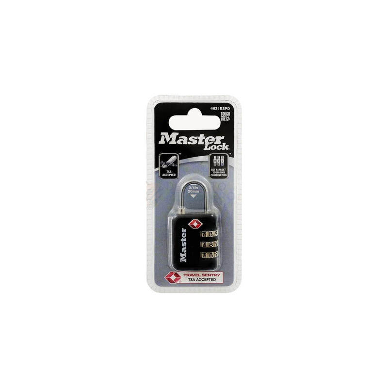  Master Lock  TSA Combo Padlock  20mm  Black  1 Each 4631ESPDBLK P57985