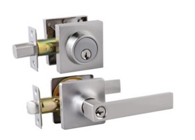 DEADBOLT COMBO SQ LEVER SN DBL