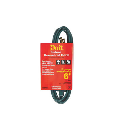 EXTENSION CORD 6'16/2 GRN M/D