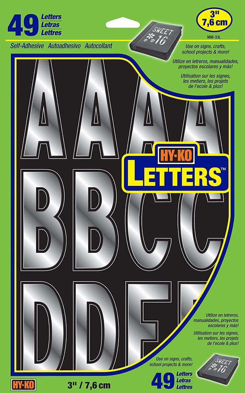  Hy-Ko Prism Letter Set 3 Inch  Silver 1 Each MM-33L