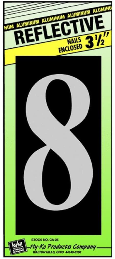  Hy-Ko Reflective Number 8 3-1/2 Inch  Aluminum  1 Each CA-25/8