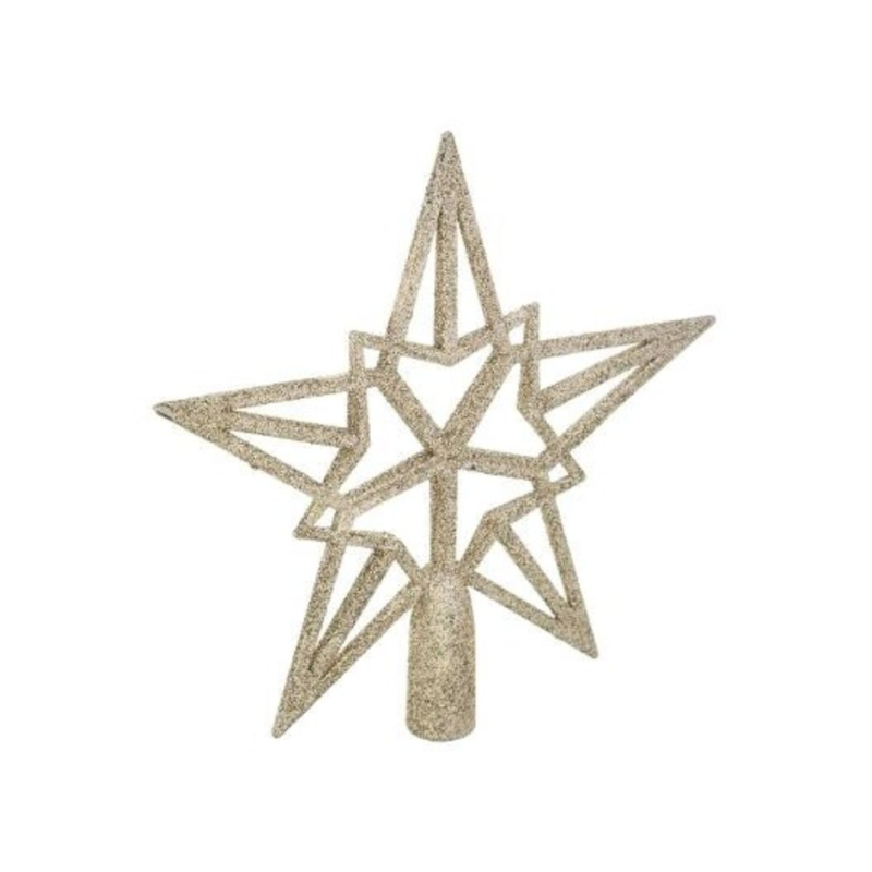 GLITTER STAR TREE TOP 20CM GOL