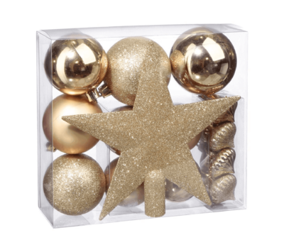 XMAS DECO KIT 18PCS GOLD/CHAMP