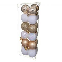 XMAS BALLS 18PCS 30MM GOLD/WHT