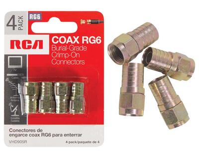 Audiovox F Connector Burial RG6 4 Pack VHD905N