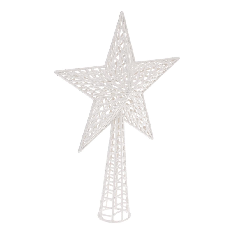 GLITTER STAR TREE TOP 38CM WHT