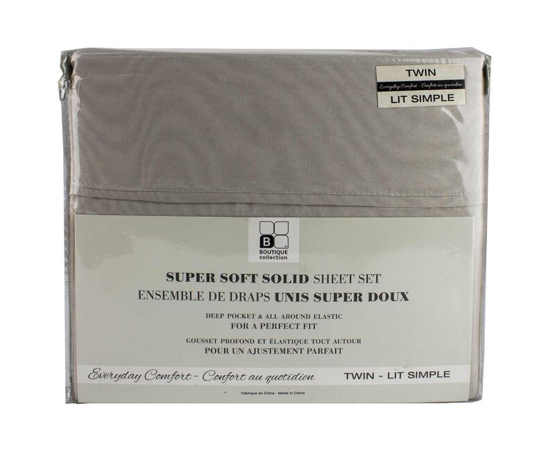Safdie & Co Bed Sheet 3 Piece Twin Taupe 1 Set 38344.3T.04