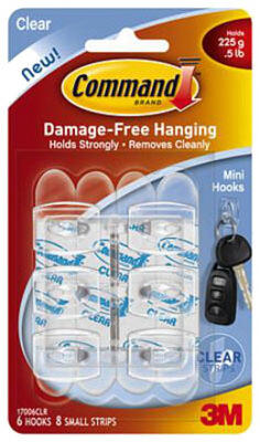 3M Command  Mini Hook 6 Pack  1 Each 17006CLR-ES