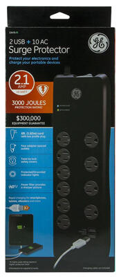 Jasco Products Surge Protector Strip 10 Outlet 2 Usb 1 Each 13476 37746