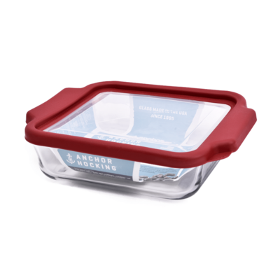Anchor Truefit Glass Square Baking Dish With Lid 8 Inch Cherry 1 Each 91816AHG17