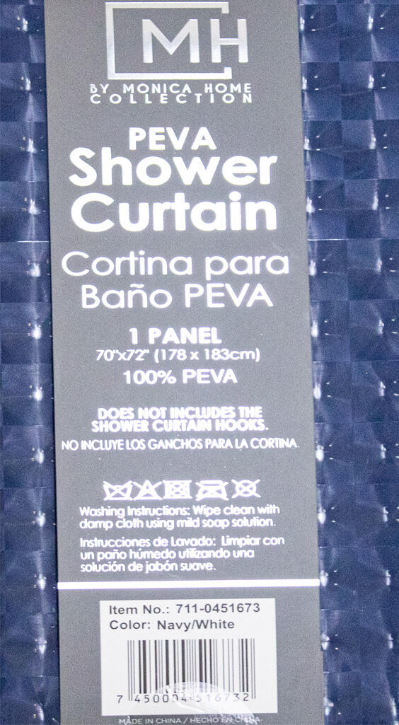 SHOWER CURTAIN NAVY/WHT