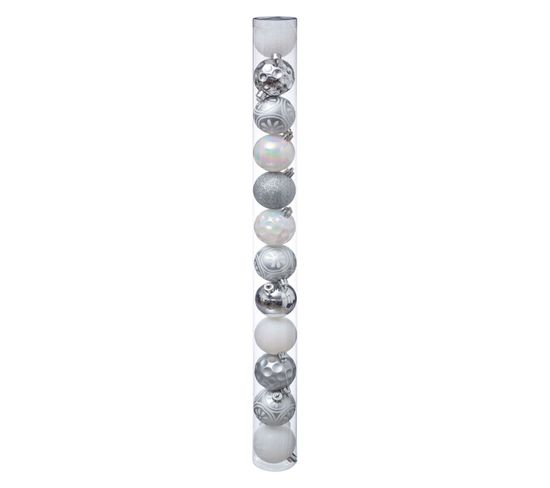 XMAS BALLS 12PCS 60MM SILVER
