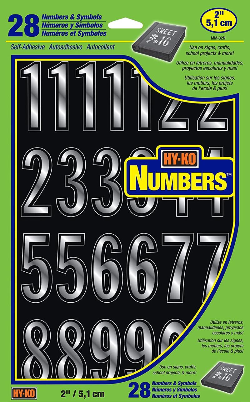  Hy-Ko Prism Number Set 2 Inch  Silver 1 Each MM-32N