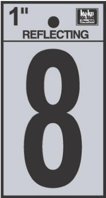  Hy-Ko Reflective Number 8 1 Inch  Black  1 Each RV-15/8