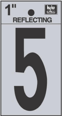  Hy-Ko Reflective Number 5 1 Inch  Black  1 Each RV-15/5